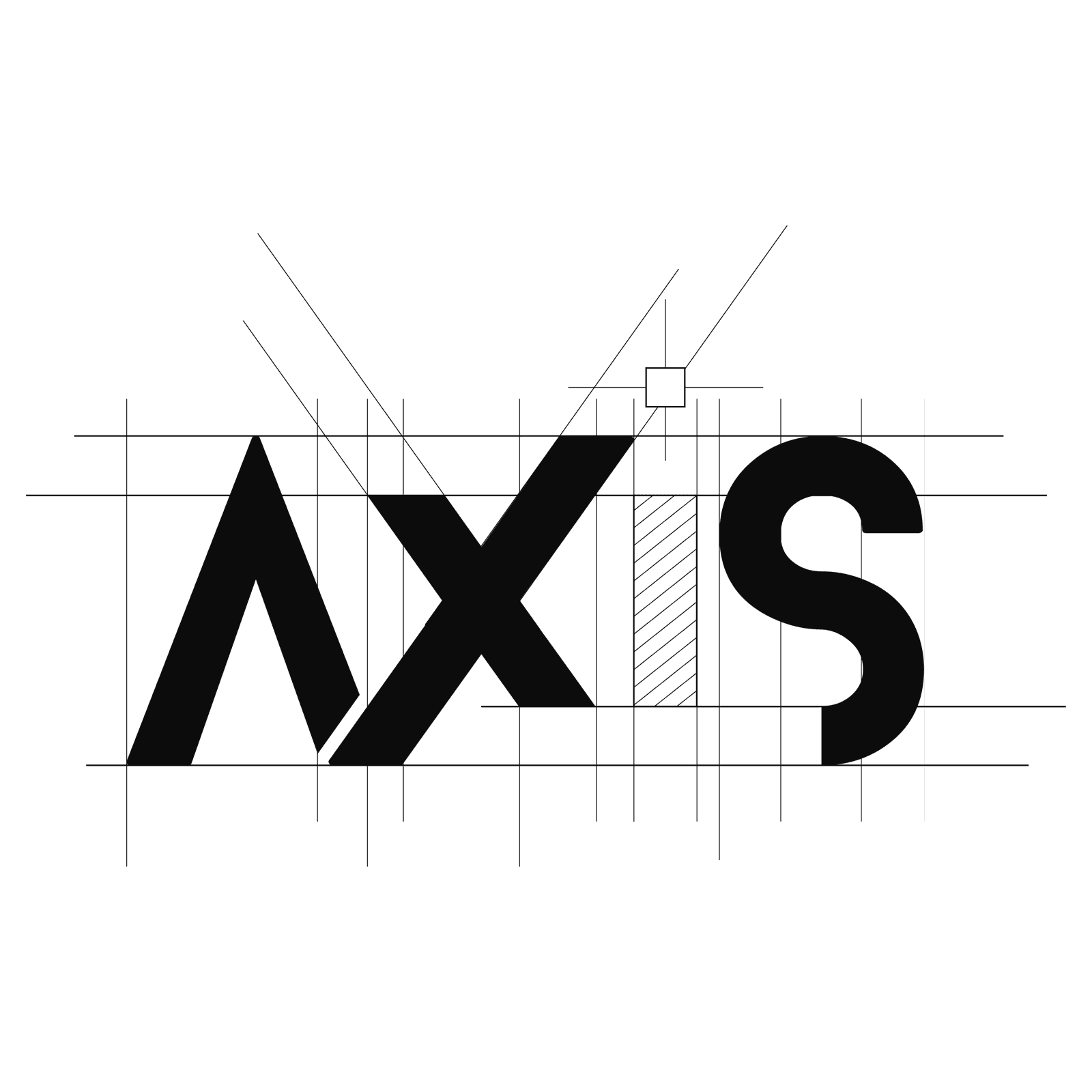 The AXIS logotype, shown with its construction grid